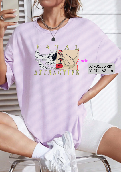 CAMISETA OVERSIZE DAMA GRAMAJE 260 (fatal atractive)