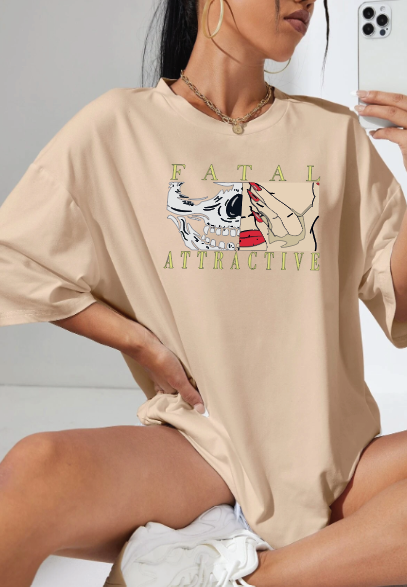 CAMISETA OVERSIZE DAMA GRAMAJE 260 (fatal atractive)