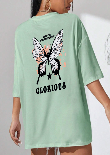CAMISETA OVERSIZE DAMA GRAMAJE 180 (mariposa glorius)