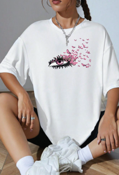 CAMISETA OVERSIZE DAMA GRAMAJE 260 (OJOS MARIPOSA)