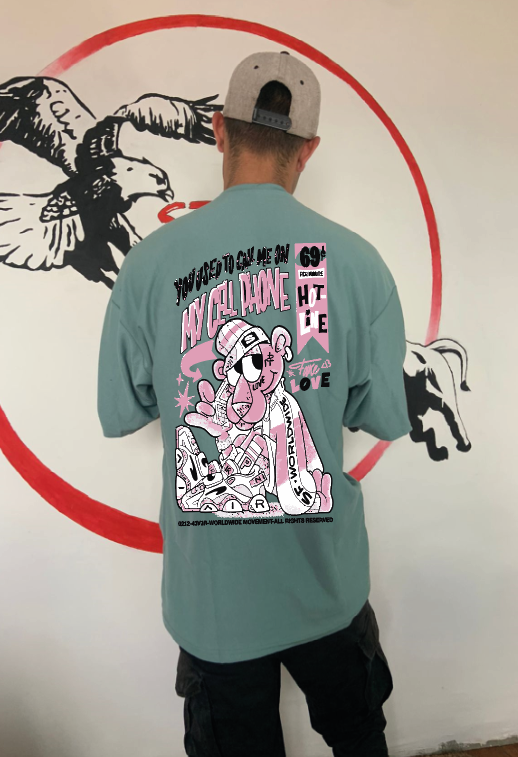 CAMISETA OVERSIZE GRAMAJE 180 (PANTERA ROSA CELL)